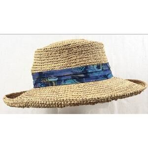 Scala Dorfman Pacific Raffia Straw Sun Hat Wide Brim S/M